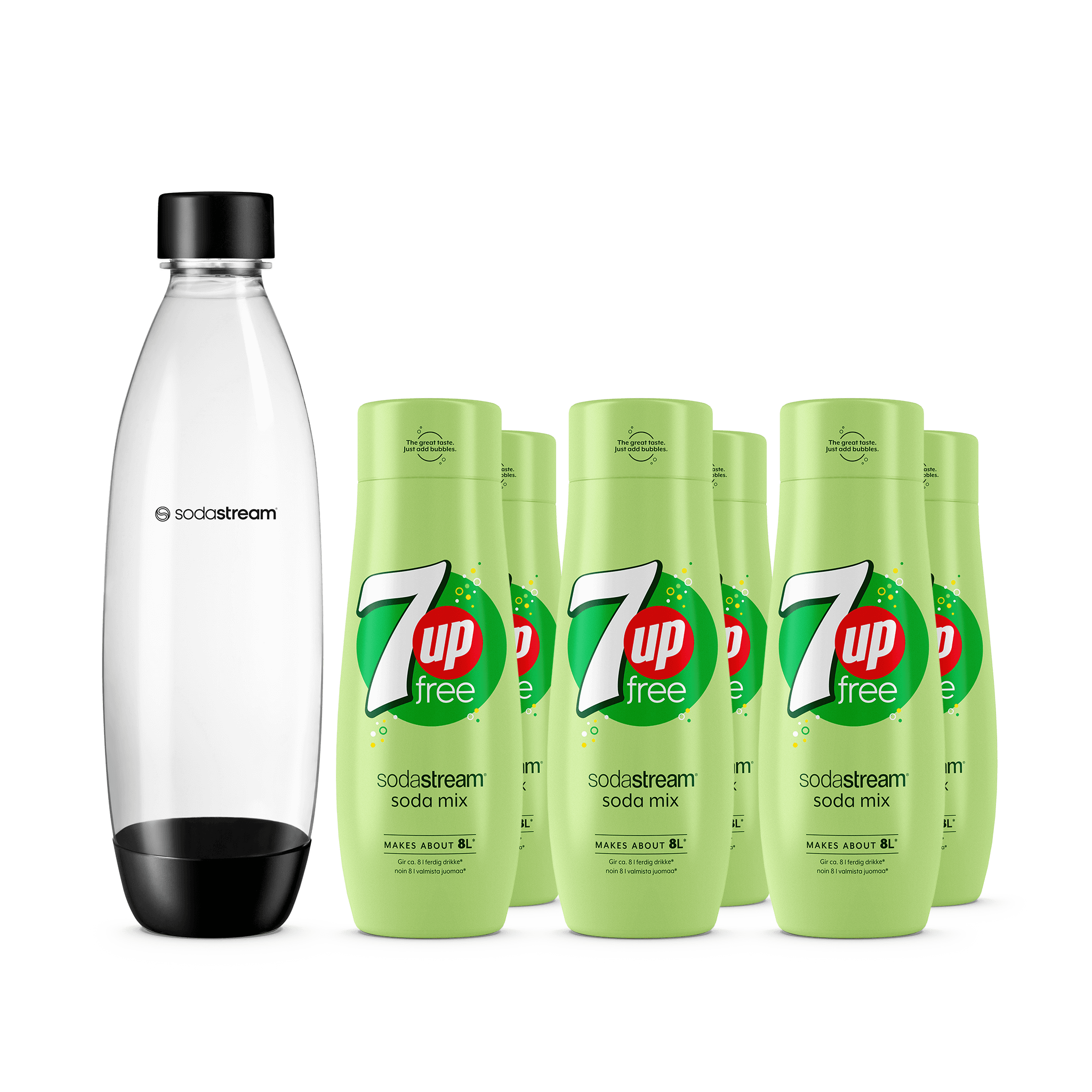 6-pack 7UP free + 1L Diskmaskinssäker Flaska Fuse sodastream